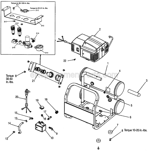 Page A Diagram and Parts List for C3001 Type 1 Porter Cable Compressor
